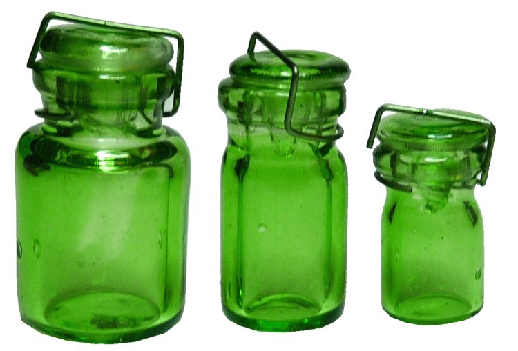 (image for) Glass Canning Jar-Green 3pc