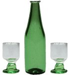 (image for) Green Glass Decanter Set w/ 2 Glasses