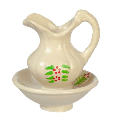 (image for) Floral Pitcher & Bowl Set Dry Sink - Cream