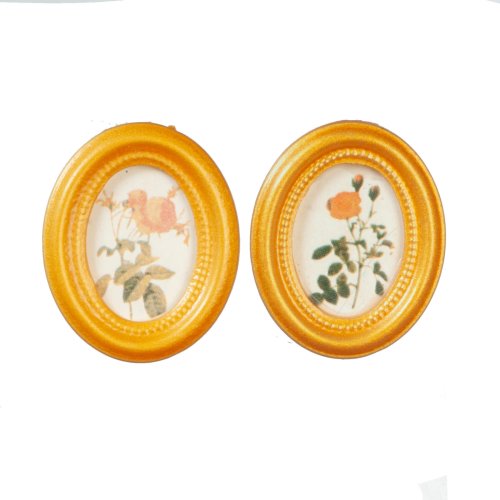 (image for) Small Oval Decorative Floral Picture Frames 2pc