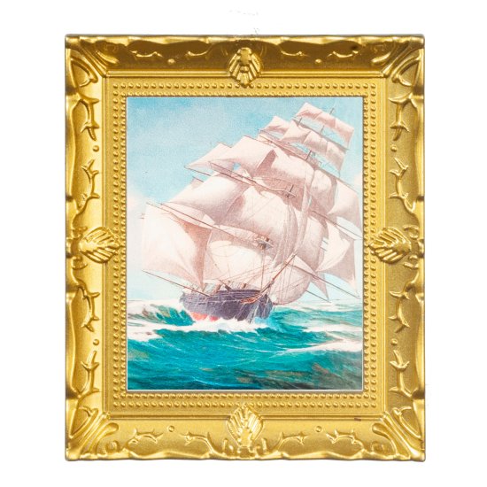 (image for) Tall Ship at Sea Framed Painting