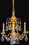 (image for) 3 Arm Brass & Crystal Chandelier 12v