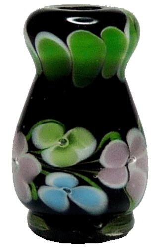 (image for) Black Floral Fused-Glass Vase