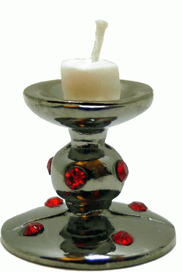 (image for) Ruby Encrusted Candlestick with White Candle