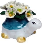 (image for) White Flowers in Turtle Planter