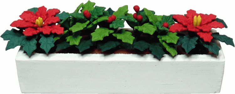 (image for) 2 Poinsettias w/Holly in White WB