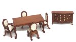 (image for) 1/4in Scale Victorian Dining Room Furniture Set 6pc Walnut