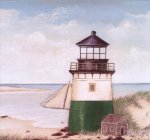 (image for) New England Green & White Lighthouse Wall Mural