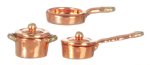 (image for) 1/2in Scale Copper Cooking Pots & Pan Set 5pc