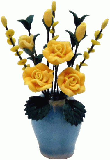 (image for) Yellow Roses in Porcelain Vase