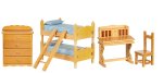 (image for) Bunk Bed Bedroom Set - Oak - 5pc