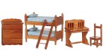 (image for) Bunk Bed Bedroom Set - Walnut - 5pc