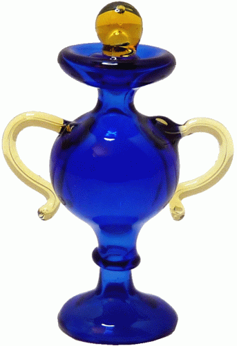 (image for) Blue Glass & Amber Trimmed Urn