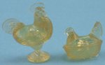 (image for) Amber Rooster & Hen Candy Dishes