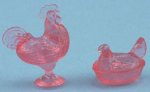 (image for) Pink Rooster & Hen Candy Dishes