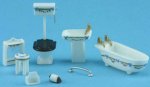 (image for) 1/4in Scale Bathroom Set - White w/Blue