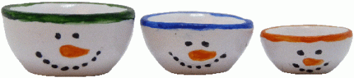 (image for) Snowman Ceramic Mixing Bowl Set 3pc