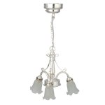 (image for) LED 3-Arm Silver Frosted Down Tulip Shade Chandelier