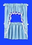 (image for) Curtain Blue Dots Ruffled Cafe Set