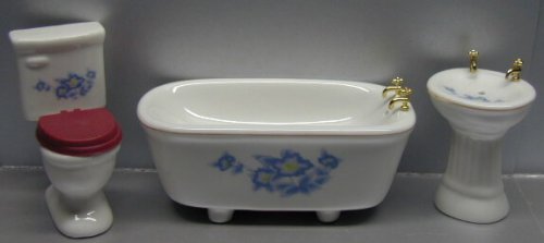 (image for) Blue Floral Decal Bath Set - 3pc