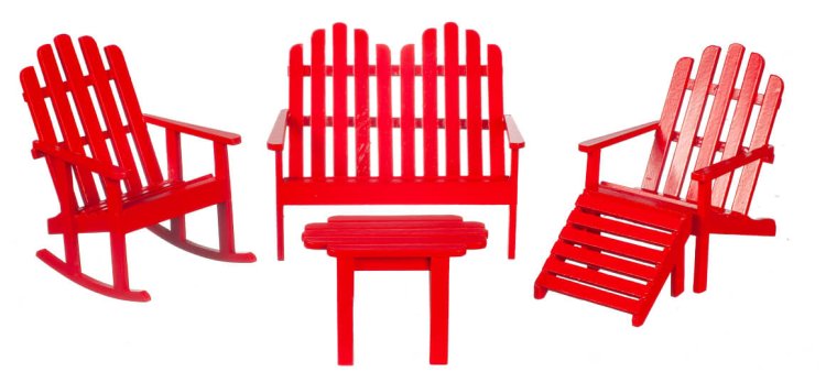 (image for) Adirondack Furniture Set - Red - 5pc