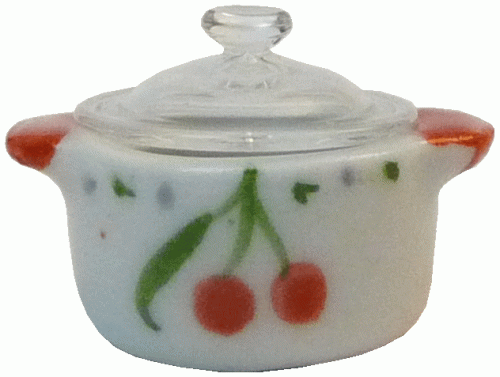 (image for) Cherry Design Ceramic Casserole Dish w/ Glass Lid