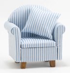 (image for) Blue & White Striped Chair w/ Pillow