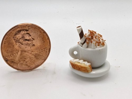 (image for) Cappuccino w/ Chocolate Christmas Biscotti on Saucer