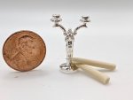 (image for) Art Nouveau Silver Plate Candlestick w/ Candles