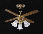 (image for) Ceiling Fan w/ 3 Tulip Shades 12v