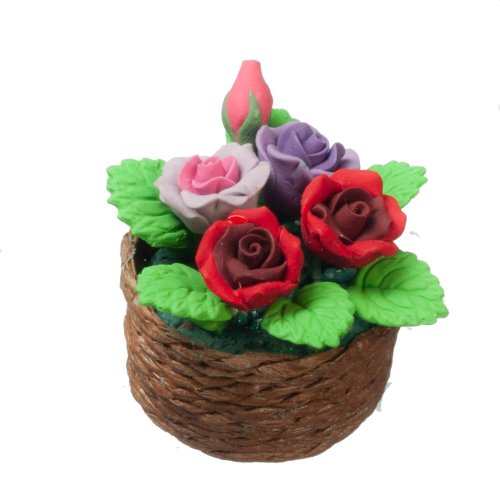 (image for) Potted Roses in a Basket Planter