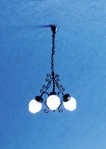 (image for) Black 3 Arm Filigree Chandelier 12v