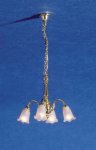 (image for) 4 Down Arm Frosted Tulip Shade Chandelier 12v