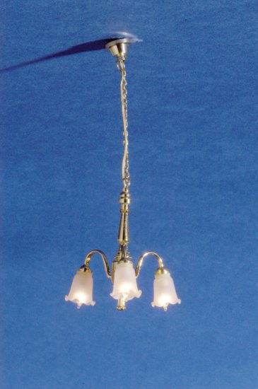 (image for) 3 Down Arm Frosted Tulip Shade Chandelier 12v