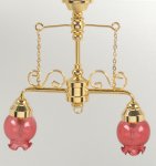 (image for) 2 Down Arm Chandelier w/ Pink Glass Shades 12v