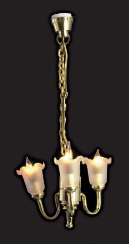 (image for) 3 Arm Frosted Tulip Shade Chandelier 12v