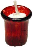 (image for) Red Glass Votive Candle Holder w/ White Candle