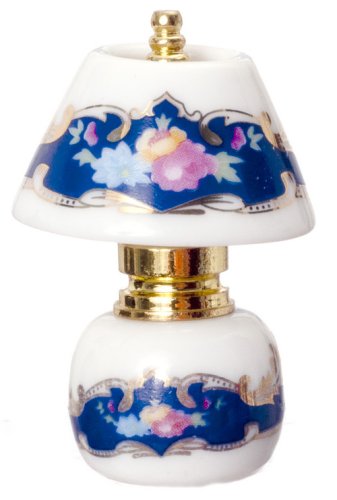 (image for) Blue Floral Brass China Lamp - Non-Electric