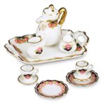 (image for) Black Rose Coffee Set w/ Tray Service for 2