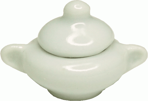 (image for) Small White Pot w/ Lid & Handles