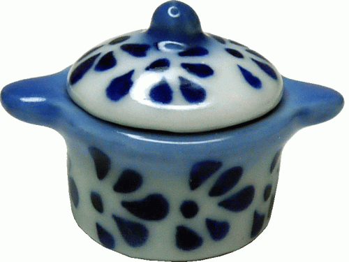 (image for) Ceramic Blue Pot w/ Lid