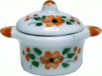 (image for) Ceramic Orange Flowered Pot w/ Lid