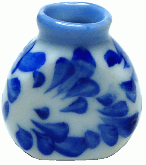 (image for) Blue Trim Ceramic Flat Vase