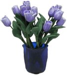 (image for) 12 Purple Tulips in Blue Crimped Vase