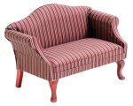 (image for) Burgundy Stripe Upholstered Mahogany Sofa