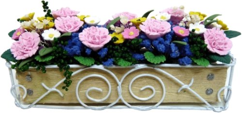 (image for) Pink Carnations in Scroll Iron Long Planter