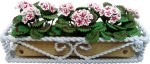 (image for) Red & White Geranium in Braided Box Long Planter