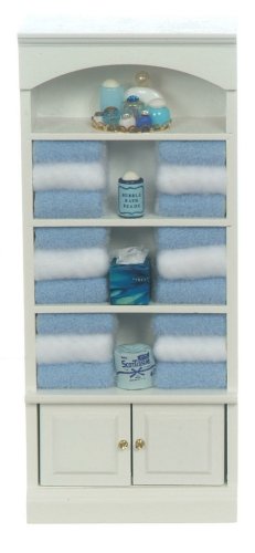 (image for) White Bathroom Cupboard w/ Blue Accessories