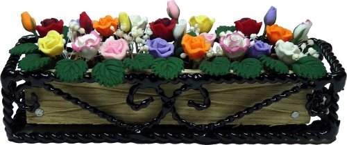 (image for) Assorted Roses in Black Braid Iron Planter