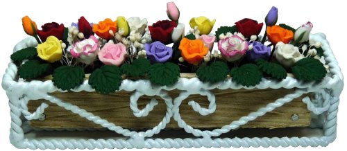 (image for) Assorted Roses in White Braided Iron Planter